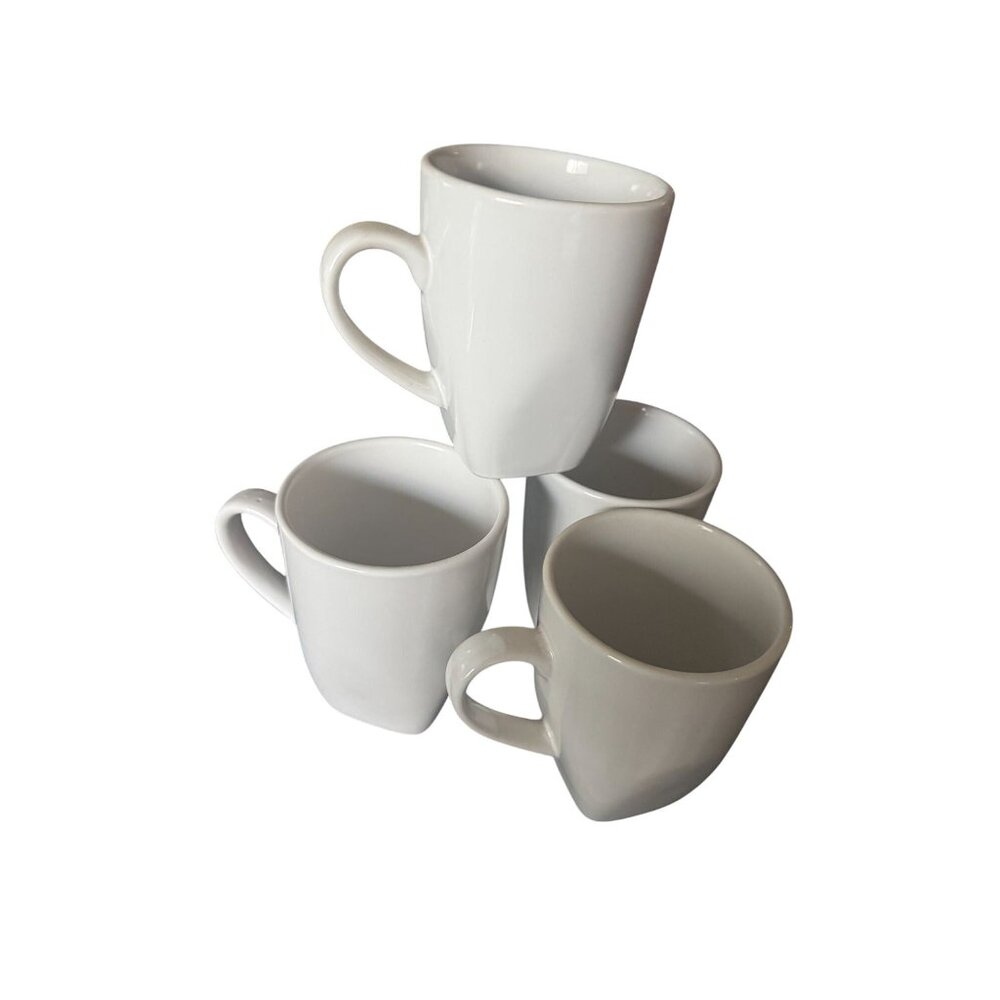 Set Of 4 Palm Restaurant Quality Stoneware Coffee Mugs White - Picture 2 of 8